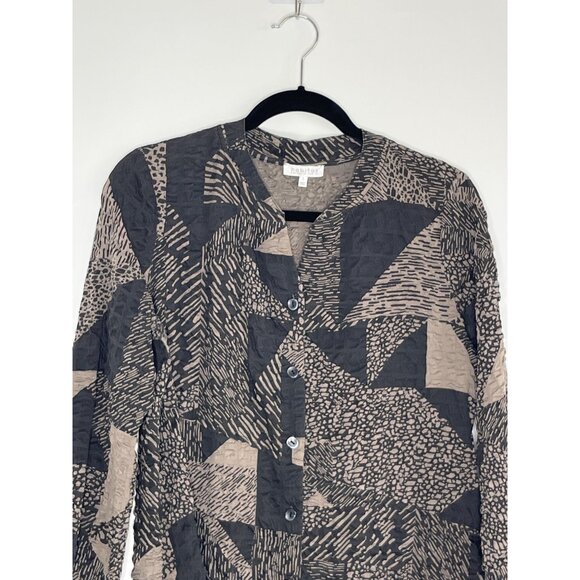 Habitat Lagenlook Black Brown Button Front Long Sleeve Tunic Size Small - Picture 3 of 9